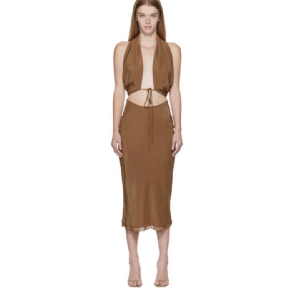 Mirror Palais Silk Halter Dress